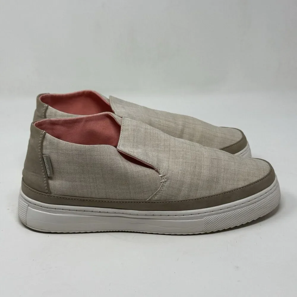 Hey Dude Peyton Sneakers Womens 9 Beige Chambray Mid Top Slip On Casual Shoes